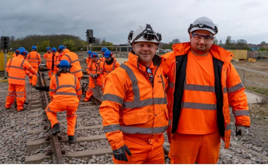 Left to Right: Adam with Callum, Railway Engineering Lecturer at Seymour Skills Academy 