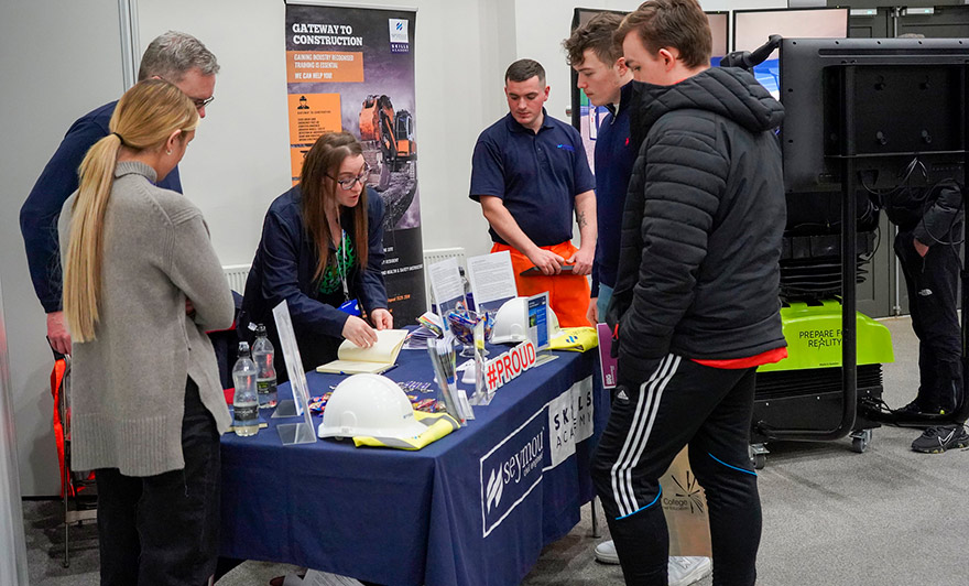 Donna King of Seymour Civil Engineering and colleagues, advising potential Apprentices on the opporunities in civil engineering 