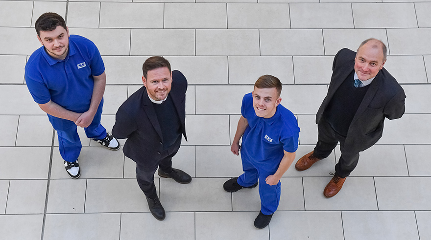 Apprentices Frankie Barnett and Nathan Willis with Gary Ritchies Hartlepool College of Further Education Vice Princal and Principal Darren Hankey (far right). Picture by FRANK REID