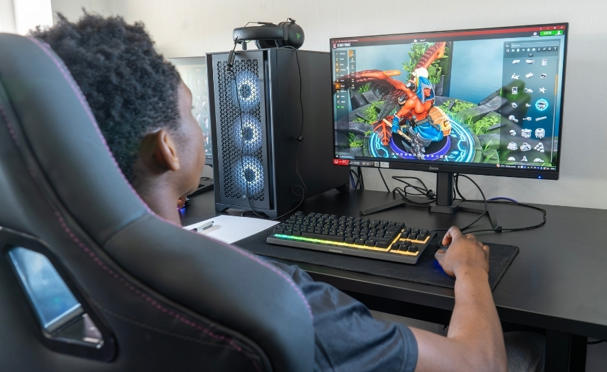 male student at a Gaming PC