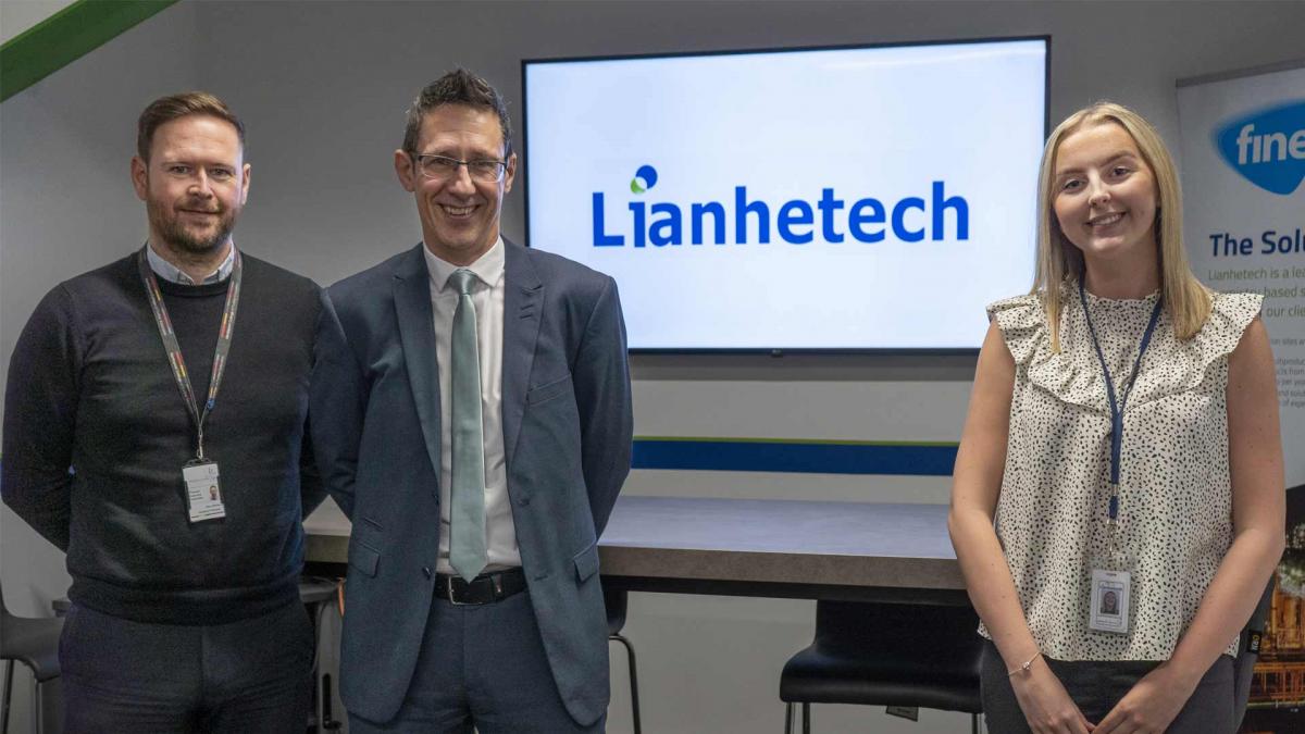 Caption: Hartlepool College of FE's assistant principal Gary Riches, Lianhetech general manager Lee Kingsbury and supply chain coordinator Charlotte King. Picture credit: Hartlepool College 