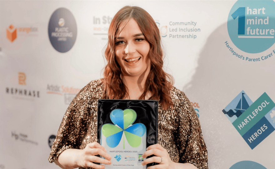 Grace with her award at Hartlepool Heroes event