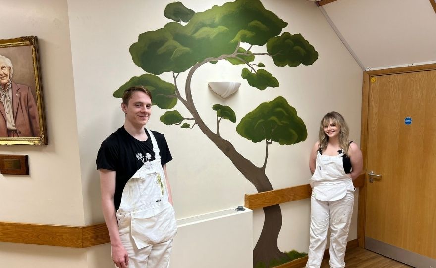 Aaron and Tia volunteered their time and skills to paint a tree mural in the Hospice’s reception area, creating a warm and welcoming environment for visitors to Alice House.