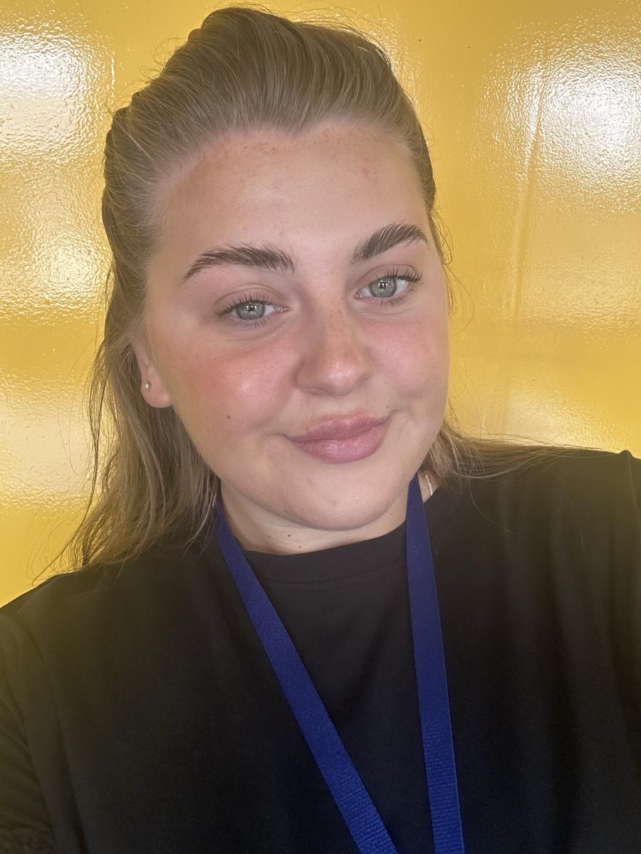 Erin Alderson, Business Administration Apprentice, at her workplace, NEC Software Solutions
