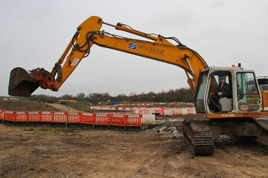 Ben Houchen, Tees Valley Mayor in Digger at Seymour Skills Academy