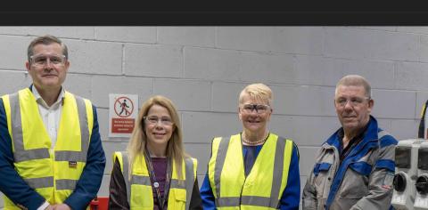 Head of School of FWPT Engineering, Helen Gott, with visitors from TWI in the Centre of Excellence