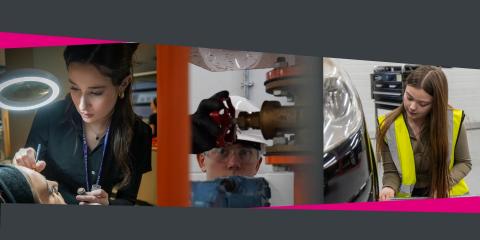 Two females and a male in curriculum areas at Hartlepool College