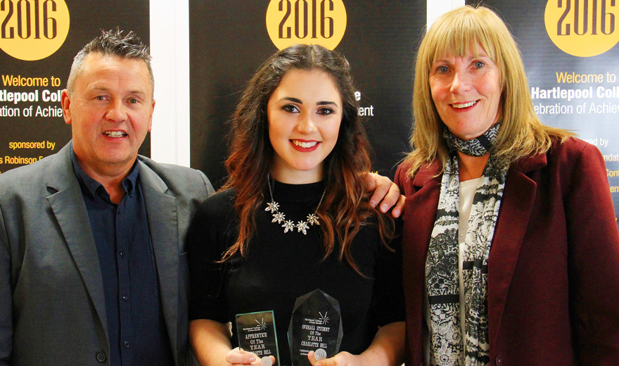 Student of the Year 2016 - Charlotte Bell with her parents at our Annual Celebration of Achievement Awards (Nov 24, 2016)