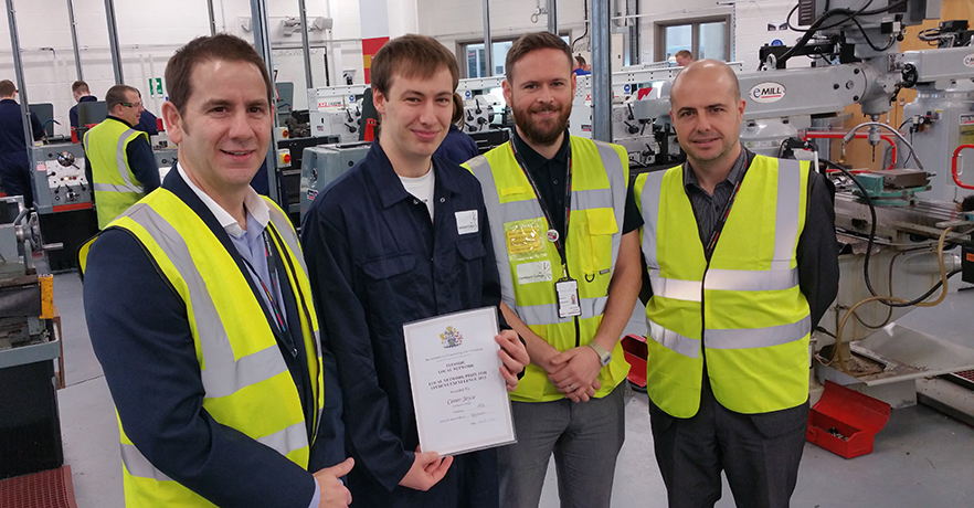 Pictured Mark Elliott (Engineering Lecturer), Conor Joyce, Gary Riches (Engineering Lecturer) and Micheal Casey (Head of School Engineering)