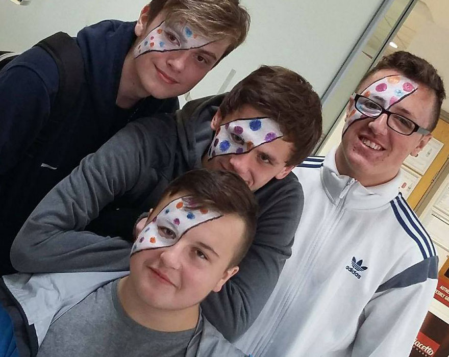 Students Pudsey eye patches