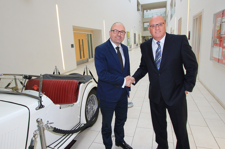 Kevin Byrne (Right), Managing Director of Seymour Civil Engineering, with Andrew Steel (Left) Assistant Principal (HCFE)